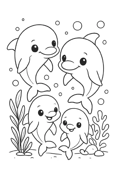 ๐ฌ Dolphin Family Coloring Page โ A playful dolphin parent and baby swimming together in a sweet kawaii style. Bold black outlines, no shading, and perfect for kids to print and color. Great for ocean lovers, school, or relaxing moments. ๐จ๐๐๏ธ
