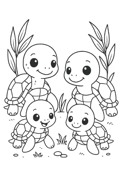 ๐ข Turtle Family Coloring Page โ A cute turtle parent and baby side by side in an adorable kawaii style. Clean black outlines, no shading, and perfect for kids to print and color. Ideal for nature lovers, classrooms, or quiet time. ๐จ๐ฟ๐๏ธ