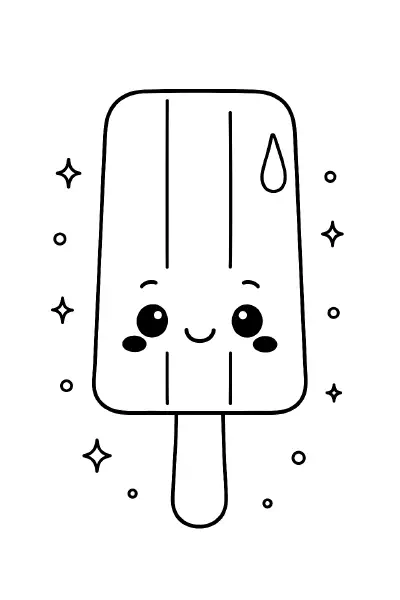 π‘ Ice Pop Coloring Page β A cheerful popsicle in kawaii style, with a big grin and simple black outlines. Great for summer-themed coloring fun. π¨ποΈπ§