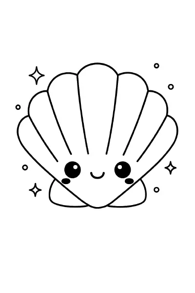π Seashell Coloring Page β A cute, smiling seashell with a soft spiral shape in kawaii style. Easy-to-color lines and perfect for beach or ocean themes. π¨ποΈπ