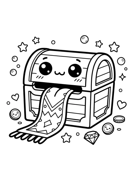 ⭐Mimic Chest Coloring Page— Get ready to colour this adorable Mimic Chest! This page features a kawaii treasure chest with big, round eyes and a playful expression, and it's "sticking its tongue out", which is a comfy blanket! Designed with bold black outlines and simple shapes, it’s easy to print and perfect for little artists to bring to life with their favourite colours. Perfect for treasure hunts or a day of imaginative play! 💎