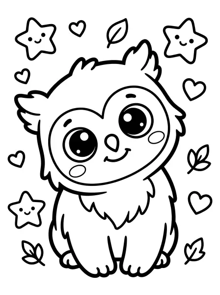 ⭐ Owlbear Cub Coloring Page—This super cute owlbear cub is ready for a splash of colour! With its big, sparkling eyes and friendly smile, this drawing is made with bold black outlines and simple shapes that are perfect for little hands. It's an easy-to-print page that would be fantastic for cozy, cuddly colouring time! 🐻