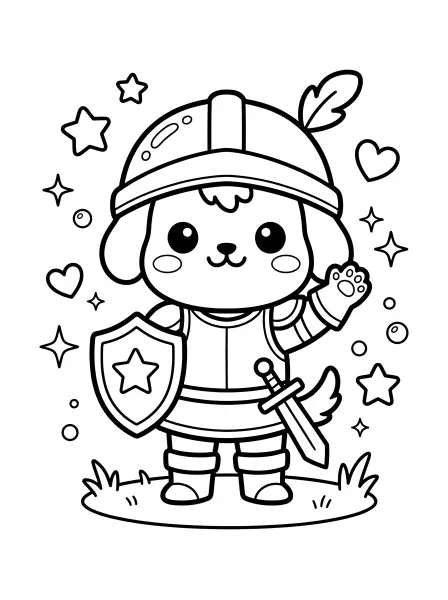 🌟 Paladin Puppy Coloring Page — Get ready to colour this adorable little paladin! He’s wearing shiny armour and has the cutest smile, drawn with bold black outlines and simple shapes. With his friendly wave, shiny shield and heroic sword, he is ready for any adventure you can imagine. Easy to print and colour, perfect for hours of creative fun! 🐶✨