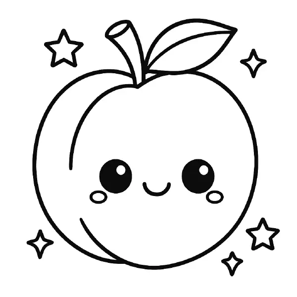 🍑 Apricot Coloring Page – A plump and cheerful apricot with expressive eyes and a joyful vibe, perfect for coloring sessions with a fruity twist. 🍑🖍️😊