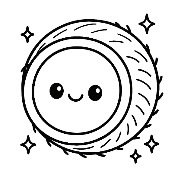 🥥 Coconut Coloring Page – A tropical kawaii-style coconut with a happy face. Simple design makes it great for coloring and summer vibes. 🎨🖍️🥥