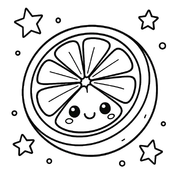 🍊 Pomelo Coloring Page – A cheerful kawaii-style pomelo with a smiling face and bold outlines, perfect for coloring fun! This cute citrus fruit is easy to print and ideal for teaching kids about tropical fruits. 🎨🖍️