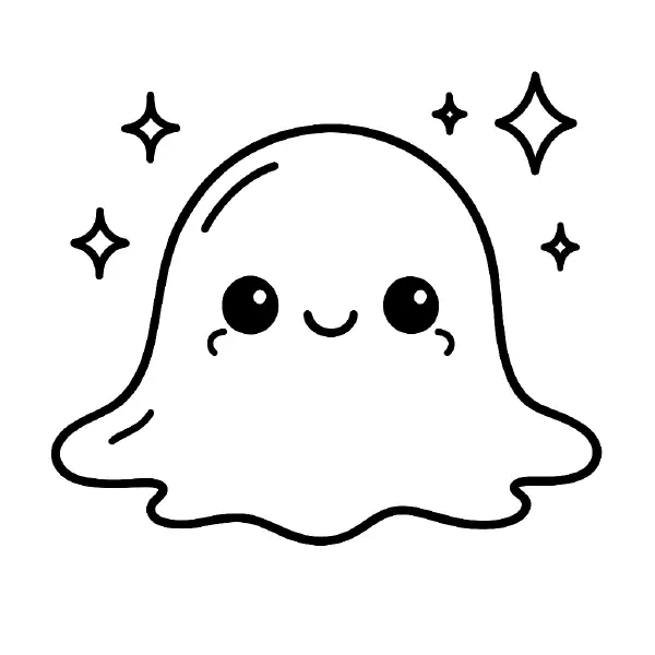 ✨ Sparkly Slime Friend Coloring Page — A bubbly, squishy slime with big, shiny eyes and a sweet smile sits among twinkling sparkles! Drawn with bold black outlines and simple, rounded shapes for easy coloring, with cute glossy drips that make it extra kawaii. Perfect for rainy-day crafts or classroom science fun, and super easy to print and color at home or school. ✨